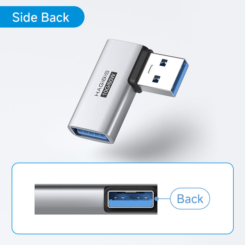 USB 3.2 90° Multi-Angle Adapter – 10Gbps 60W