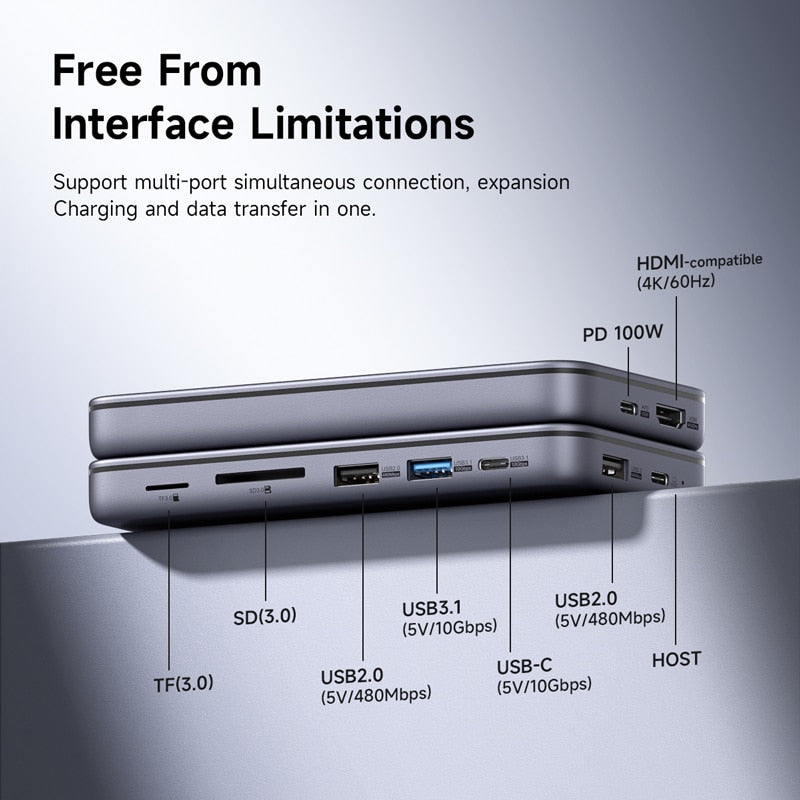 9 in 1 USB C HUB with M.2 NVMe/SATA SSD Enclosure HAGIBIS
