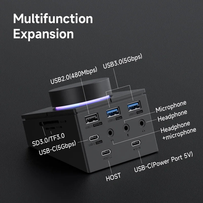 Knob USB C Hub With Shortcut Audio Control