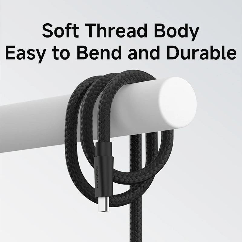 Black soft thread body with text on a white background