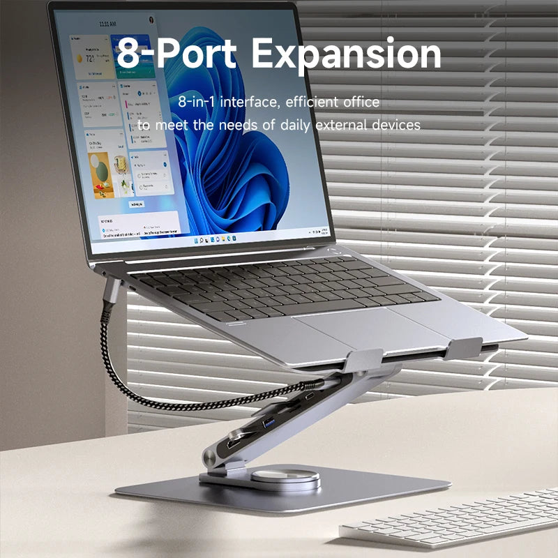 Adjustable Aluminum Laptop Stand with USB C Dock