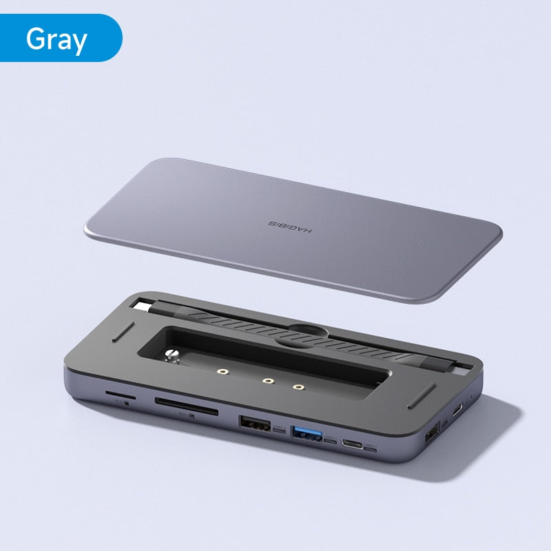 9 in 1 USB C HUB with M.2 NVMe/SATA SSD Enclosure Hagibis