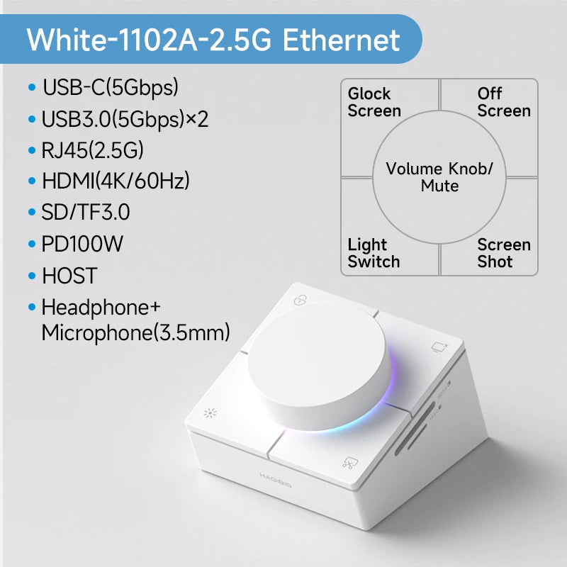 Knob USB C Hub With Shortcut Audio Control