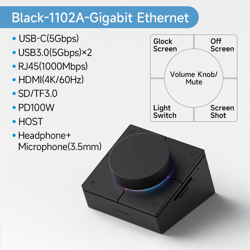 Knob USB C Hub With Shortcut Audio Control