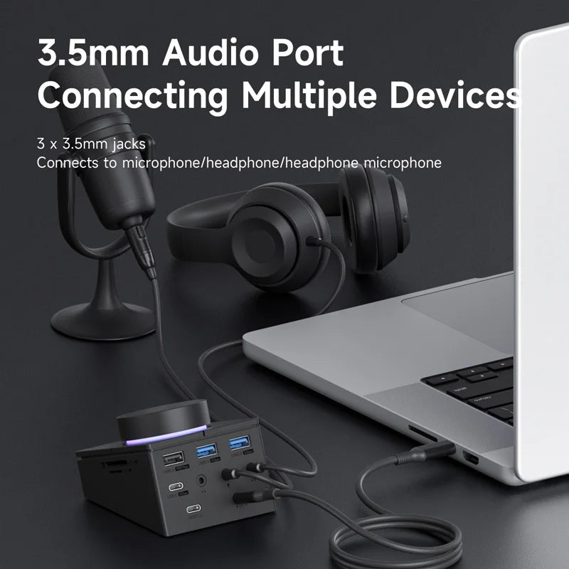 Knob USB C Hub With Shortcut Audio Control