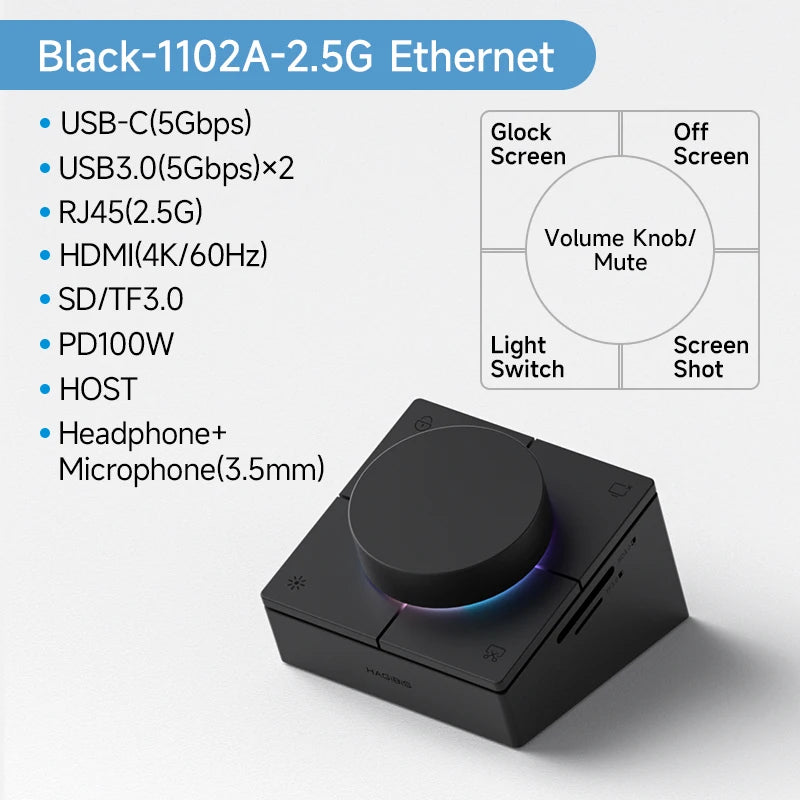 Knob USB C Hub With Shortcut Audio Control