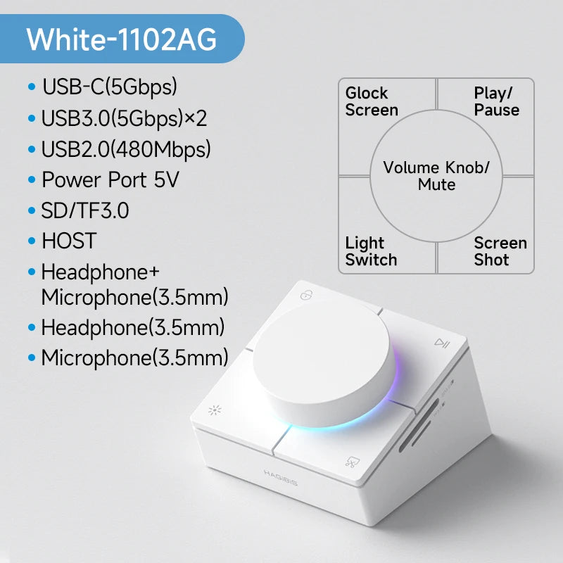 Knob USB C Hub With Shortcut Audio Control
