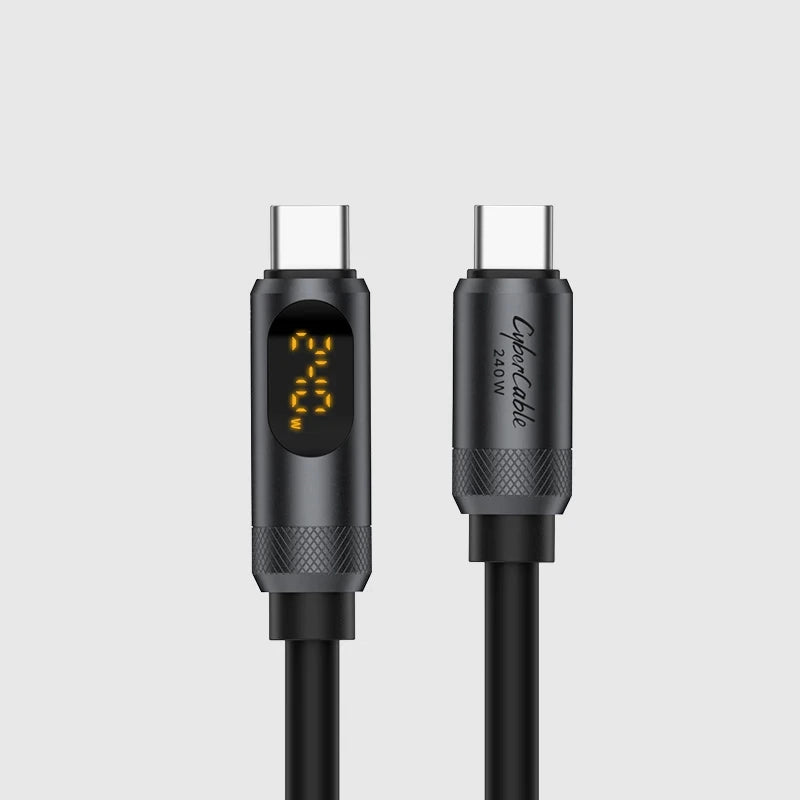 USB C Cable with LED Display 240W Liquid Silicone Hagibis