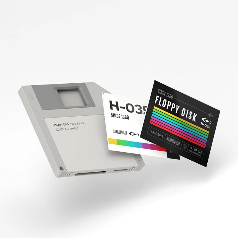 Floppy disk with packaging on a white background