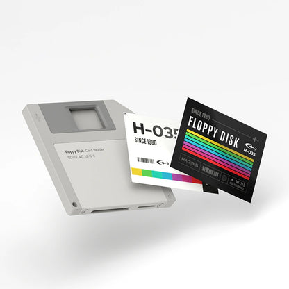Floppy disk with packaging on a white background