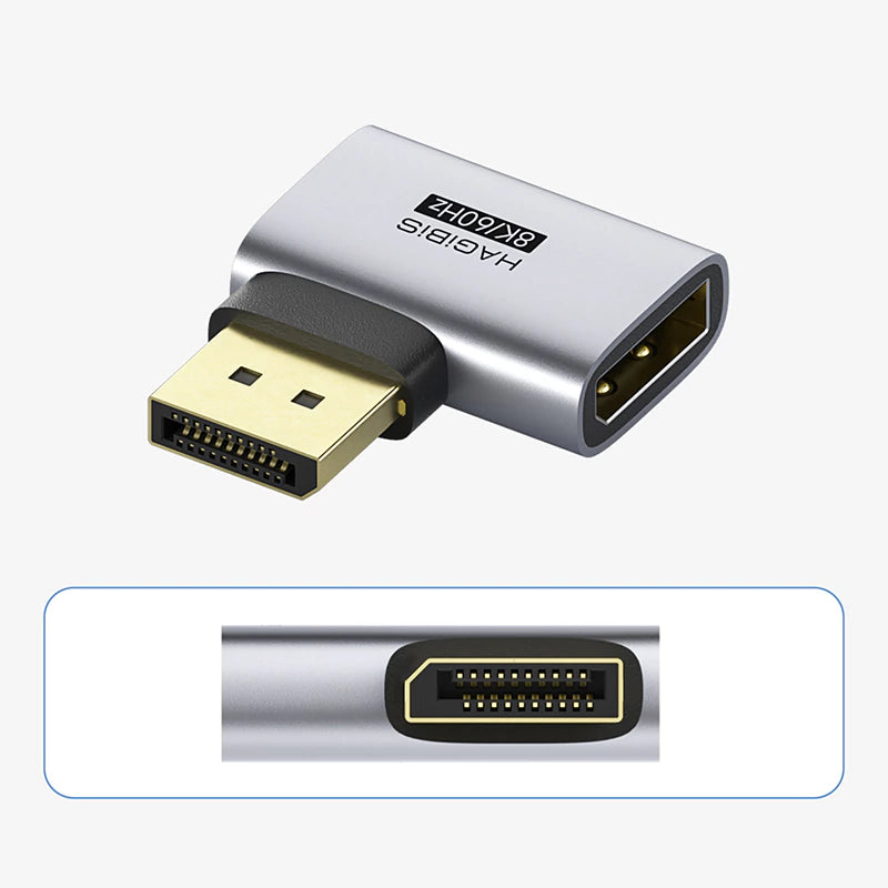 Hagibis DisplayPort 1.4 Right Angle Adapter 8K 60Hz / 4K 240Hz