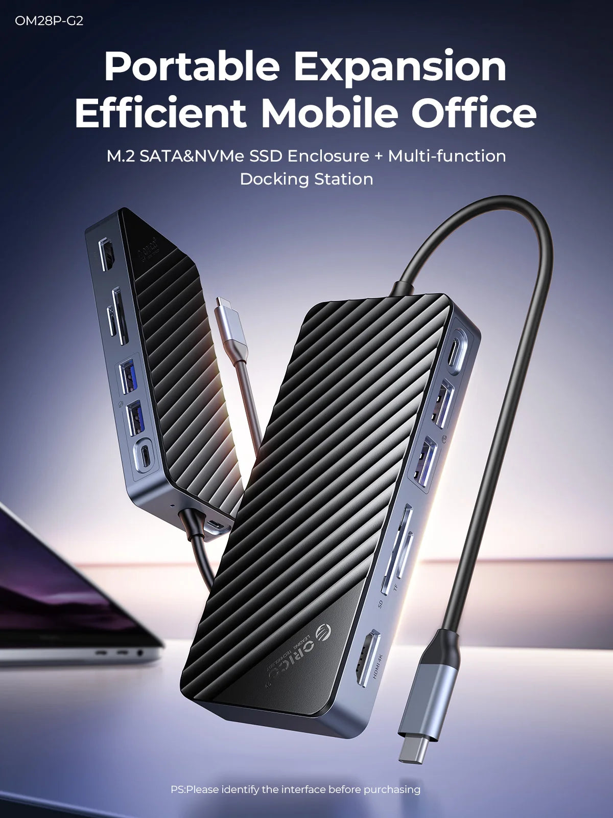 ORICO 8-in-1 USB-C Dock with M.2 NVMe SSD Enclosure
