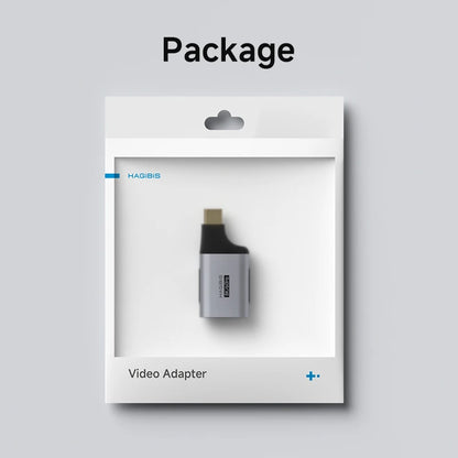 Video adapter in packaging with 'HAGIBIS' branding on a gray background