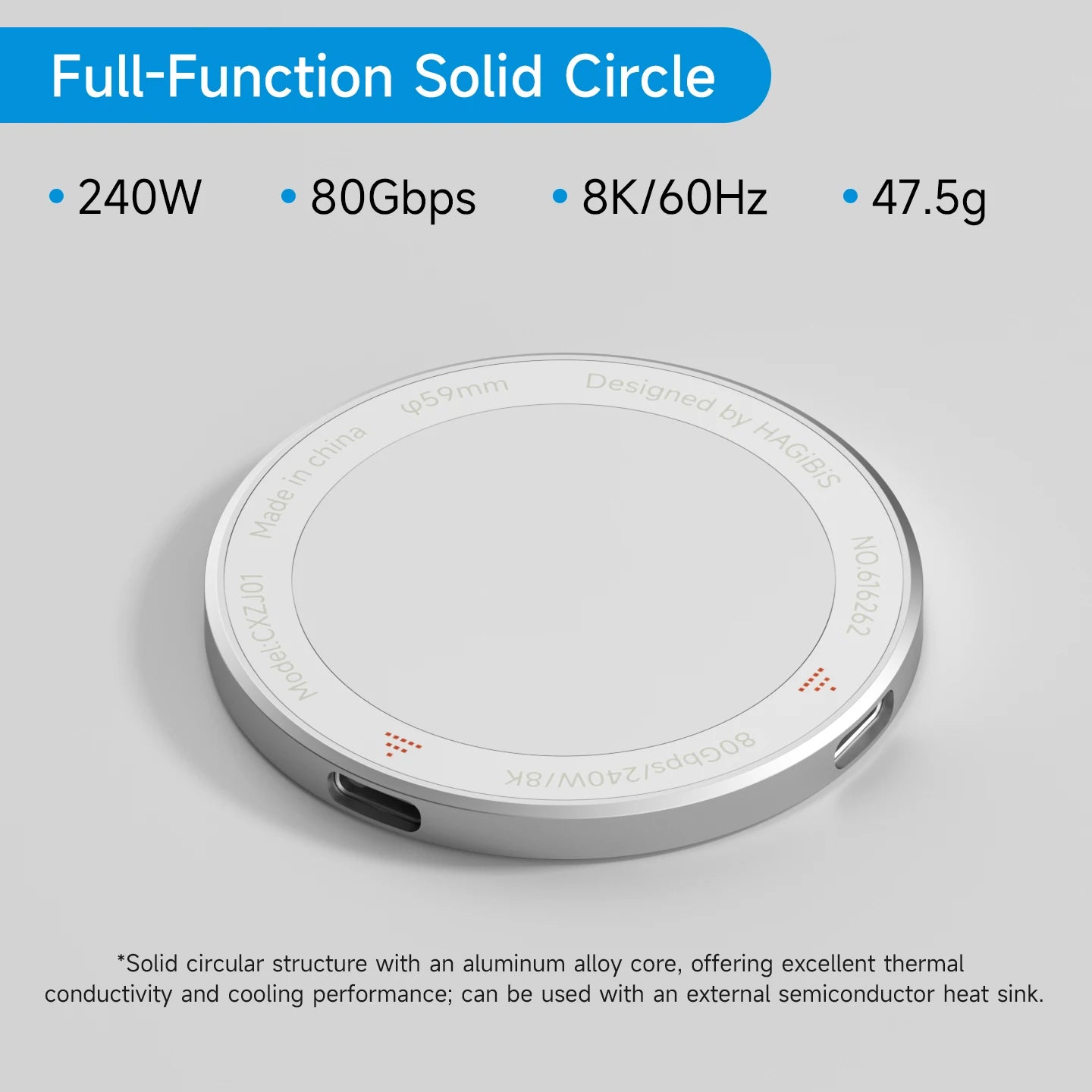 Hagibis Magnetic USB-C Adapter Ring 240W 80Gbps