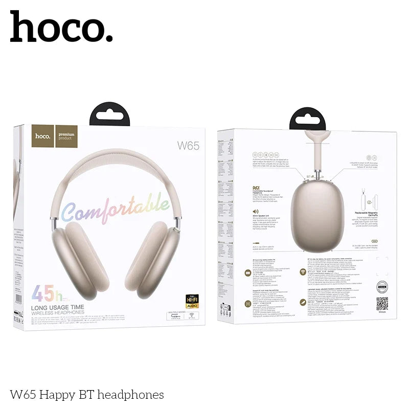 Hoco W65 Happy BT headphones packaging on a white background