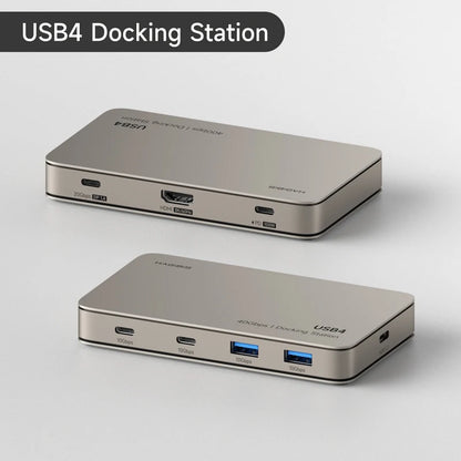 Two USB4 docking stations on a light gray background