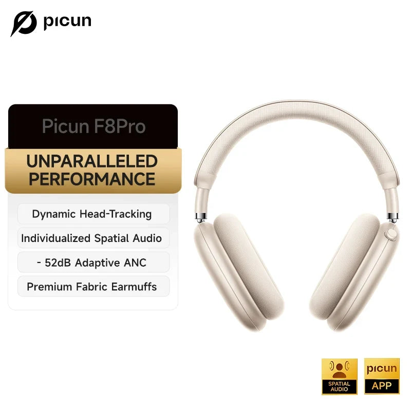 Picun F8 Pro ANC Bluetooth Headphones with 3D Spatial Audio