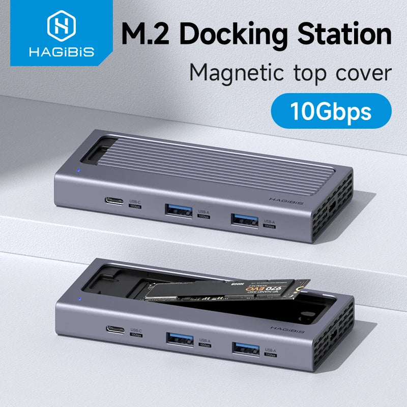 M.2 SSD Hard Enclosure with USB C Hub Magnetic Cover Hagibis