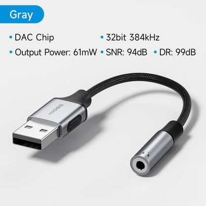Hagibis USB-A to 3.5mm Hi-Fi DAC Adapter 32bit 384kHz
