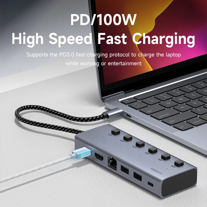 USB C Docking Station Individual ON/OFF HAGIBIS