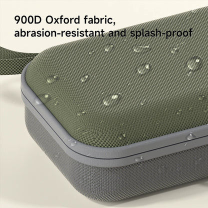 Green textured case with text highlighting 900D Oxford fabric properties