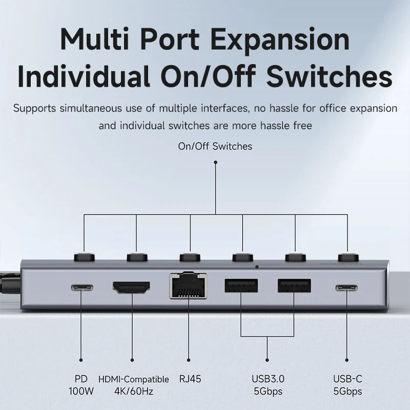 USB C Docking Station Individual ON/OFF HAGIBIS