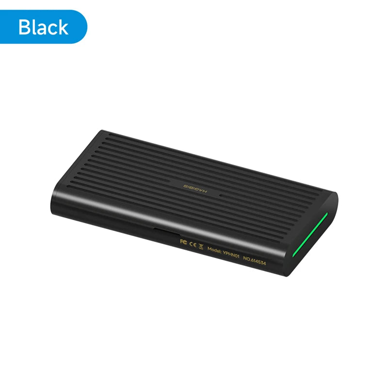 Black power bank on a white background with 'Black' label.