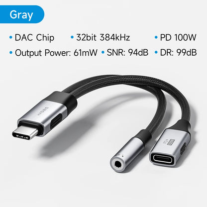 Hagibis USB-C to 3.5mm Audio & Charging Adapter 100W PD