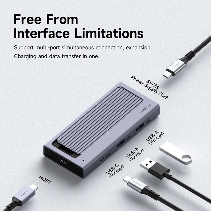 M.2 SSD Hard Enclosure with USB C Hub Magnetic Cover Hagibis
