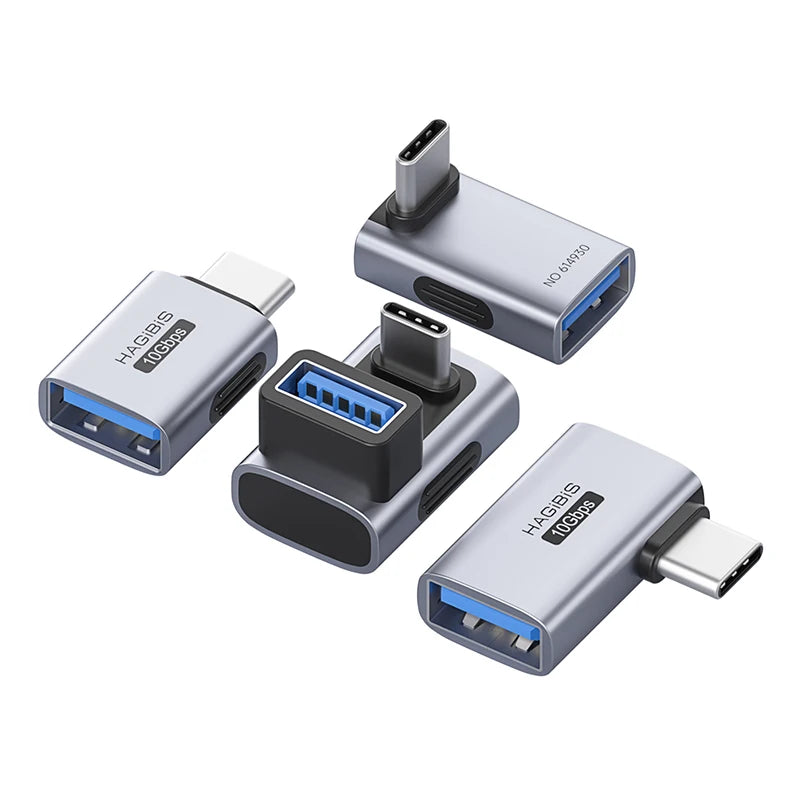 Set of USB-C to USB adapters on a white background