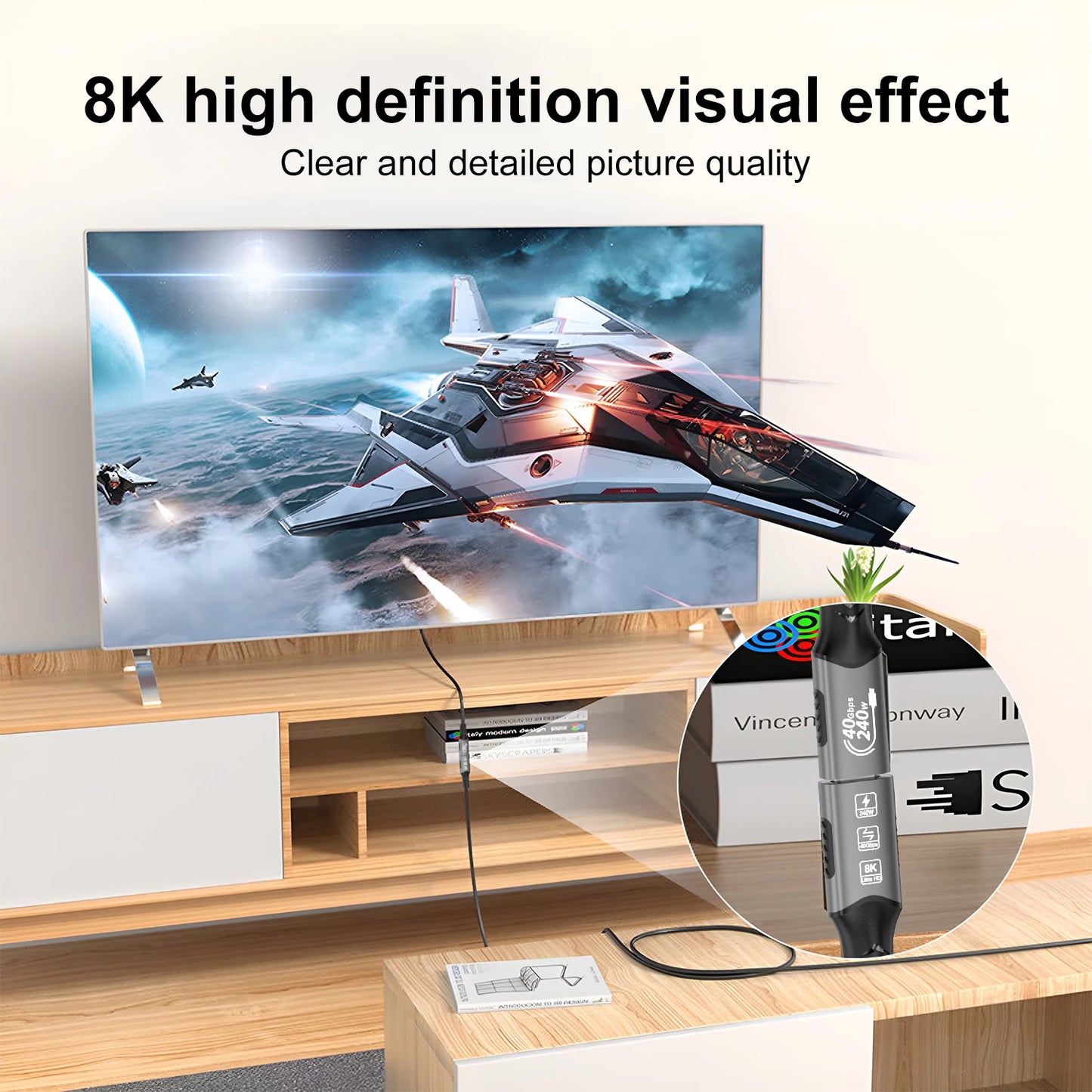 USB4 USB-C Extension Cable 40Gbps 240W 8K
