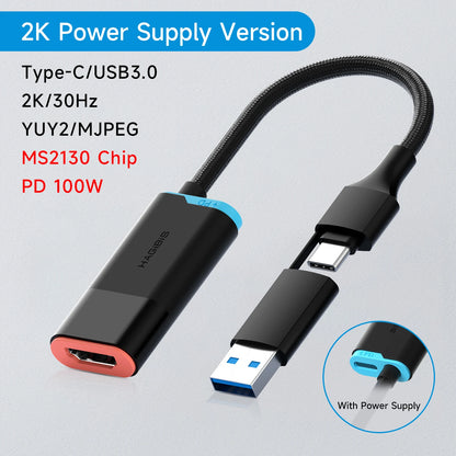 Hagibis USB-C & USB-A HDMI Video Capture Card with 100W PD
