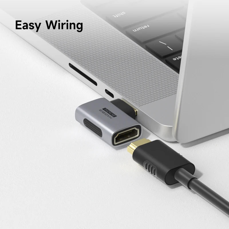 HDMI adapter cable connected to a laptop with 'Easy Wiring' text.