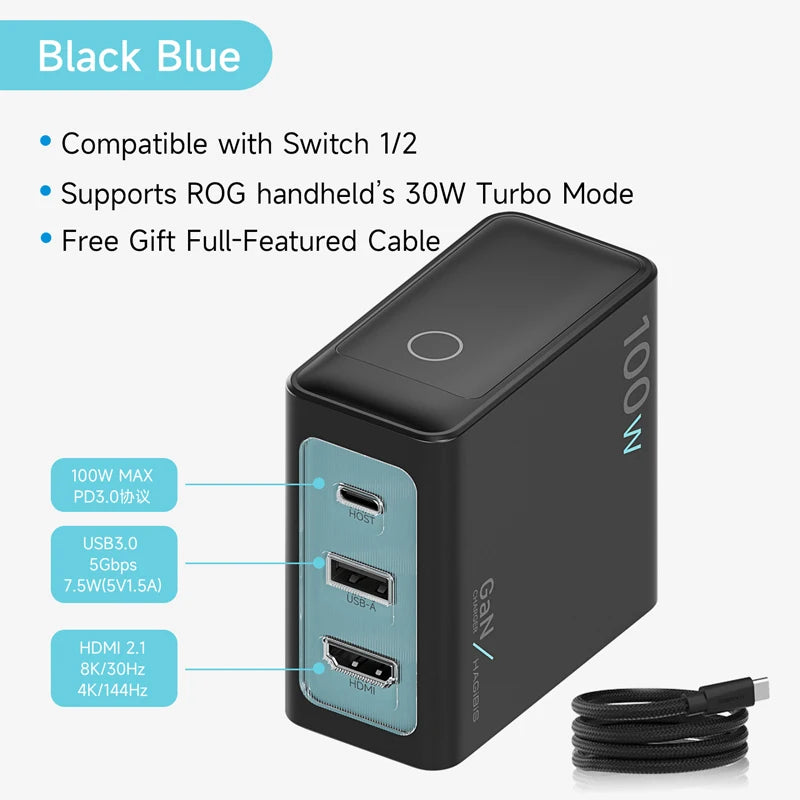 Hagibis GaN 100W USB-C TV Dock for Nintendo Switch 1 & 2