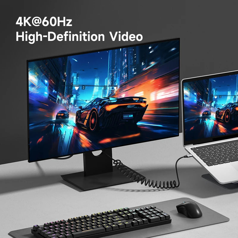 Hagibis USB4 Coiled USB-C Cable 240W 20Gbps