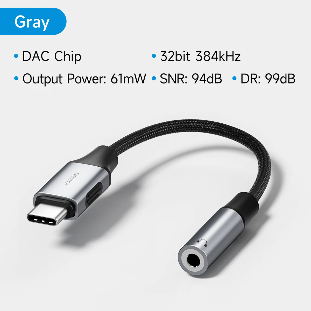 Hagibis USB-C to 3.5mm Hi-Fi DAC Adapter 32bit 384kHz