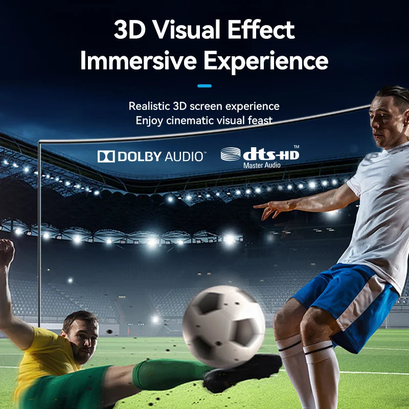 Soccer match with 3D visual effect and Dolby Audio branding