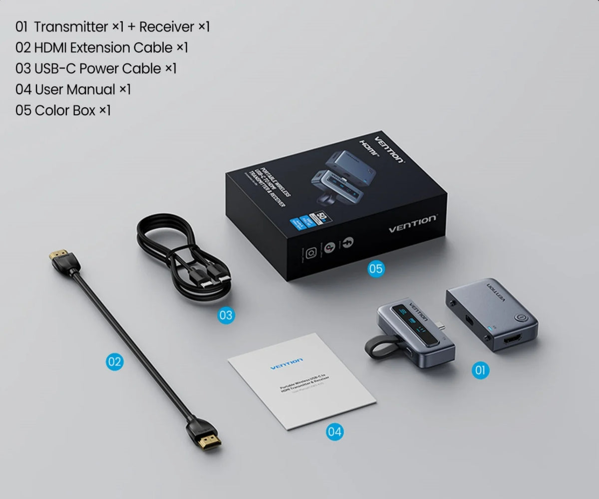 VENTION 5G Wireless USB-C to HDMI Extender 1080P 60Hz 50m