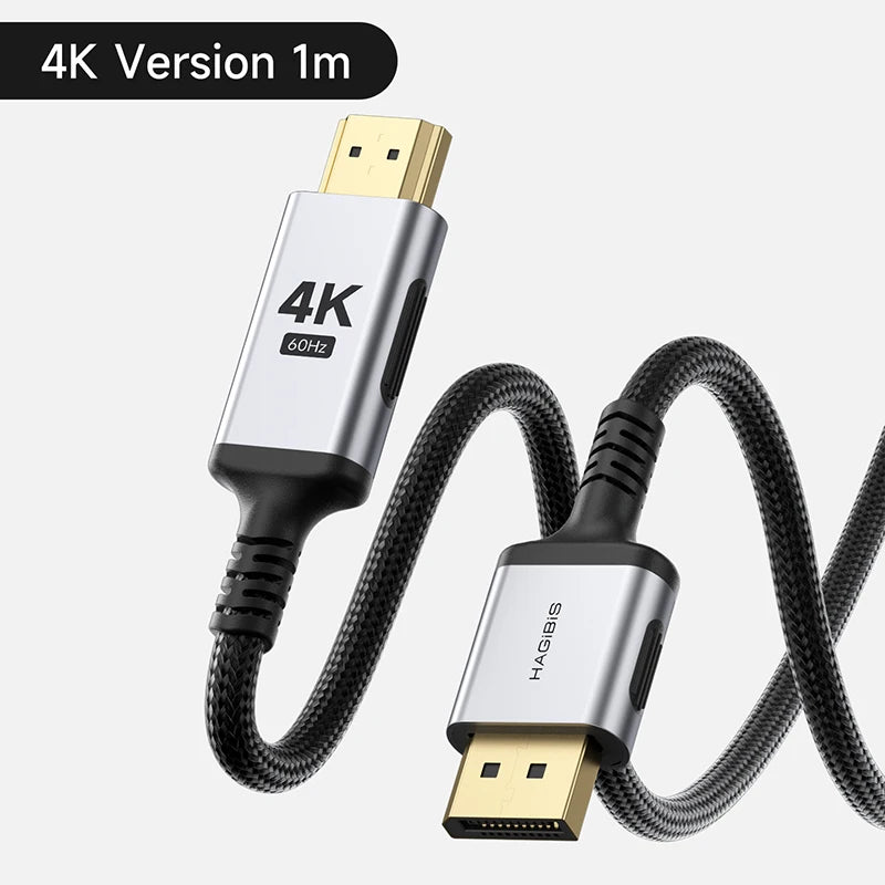 HDMI cable with '4K Version 1m' label on a white background