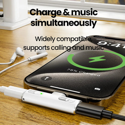 Wireless charging pad with smartphone and earbuds on a wooden surface