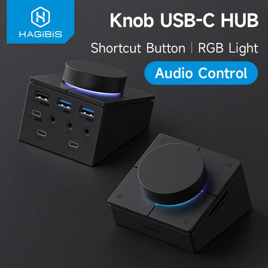Knob USB C Hub With Shortcut Audio Control