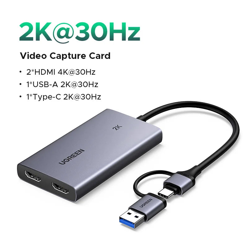 UGREEN HDMI Video Capture Card 2K 30Hz with 4K Loop-Out