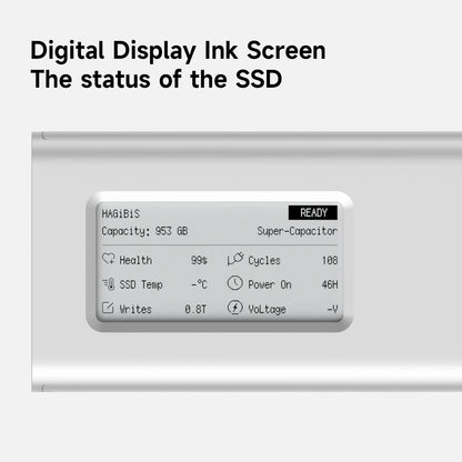 Digital display ink screen showing the status of an SSD with text 'Digital Display Ink Screen The status of the SSD'.