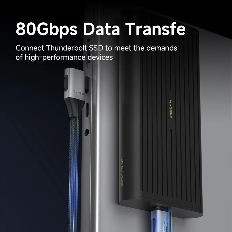 Hagibis USB4 USB-C Cable 80Gbps 240W Right Angle 8K