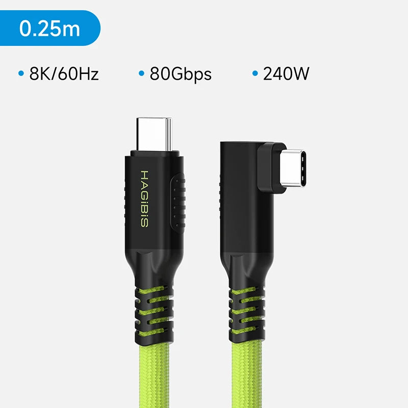 Hagibis USB-C Camera Tether Cable 80Gbps 240W Right Angle