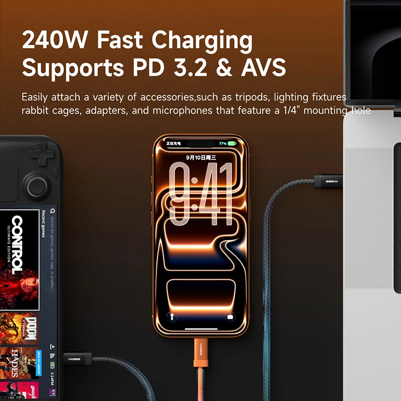Hagibis USB4 Coaxial USB-C Cable 80Gbps 240W