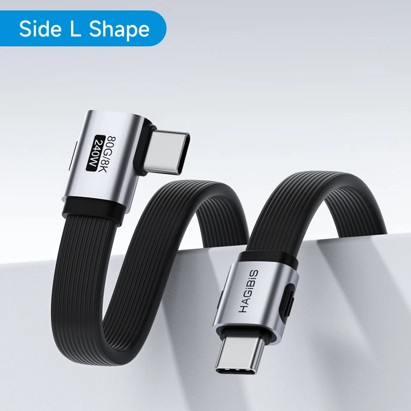 Hagibis USB-C cable with side L shape design on a light gray background