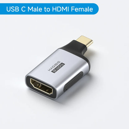 USB C Male to HDMI Female adapter on a white background with 'HAGIWE' branding.