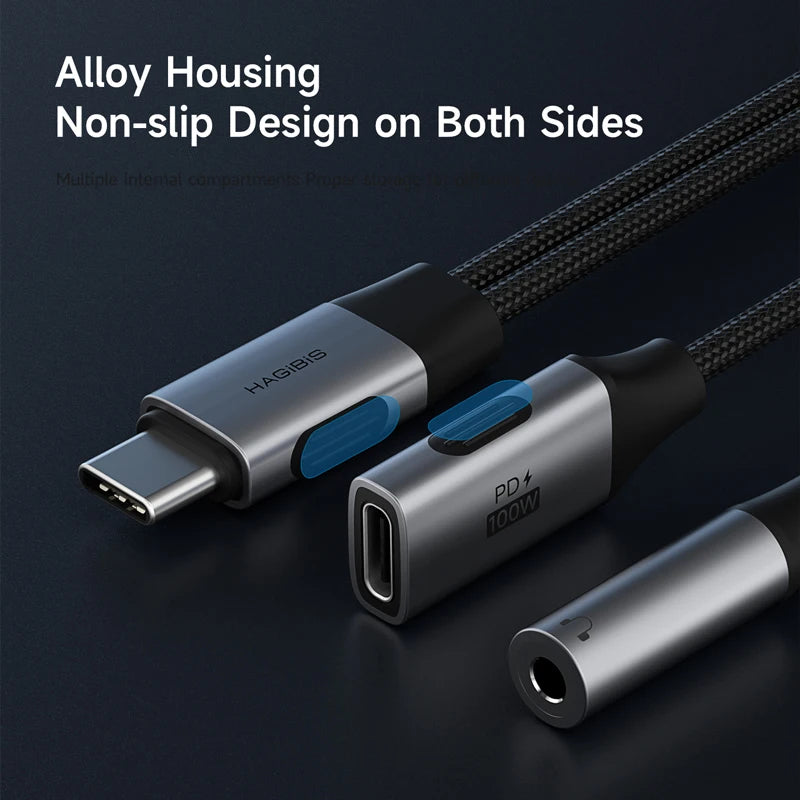 Hagibis USB-C to 3.5mm Audio & Charging Adapter 100W PD