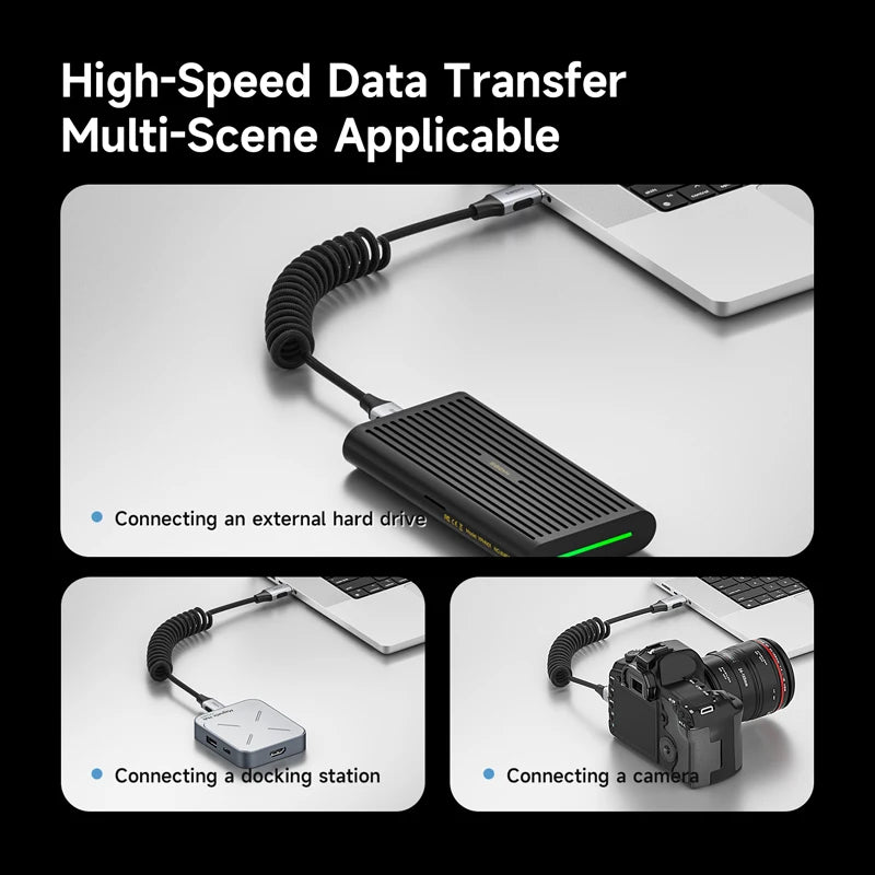 Hagibis USB4 Coiled USB-C Cable 240W 20Gbps